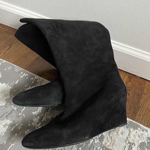 designer black suede wedge boots, beautiful!!! - Picture 5 of 5